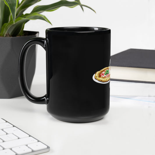 Schwarze glänzende Tasse Pulcinella