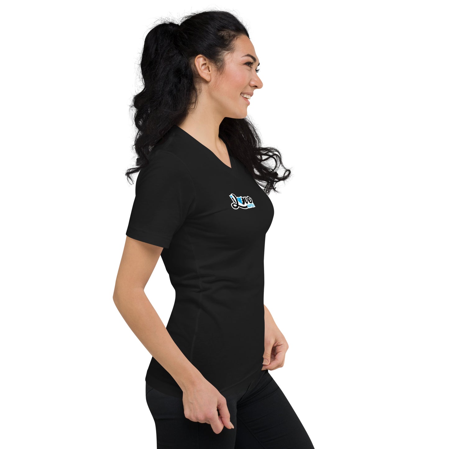 Kurzärmeliges Unisex-T-Shirt mit V-Ausschnitt - i love napoli - schwarz oder weiß