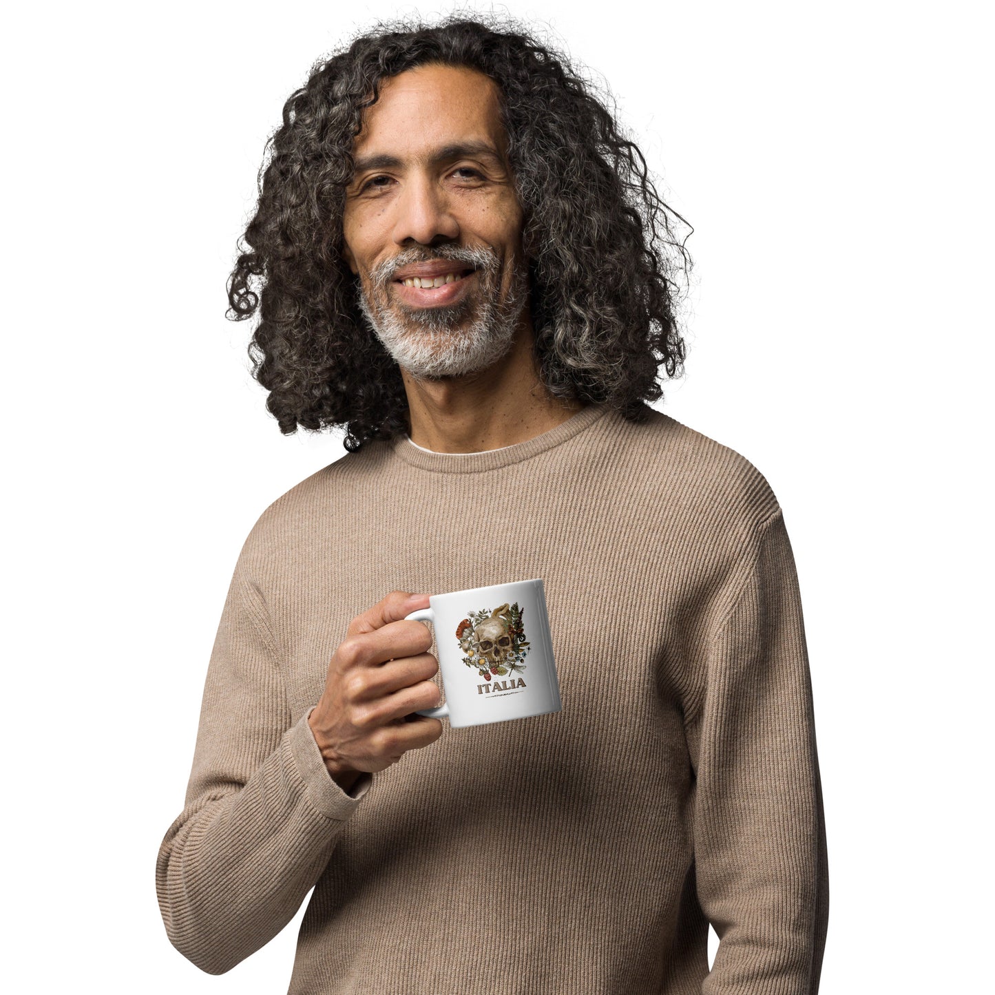 Weiße, glänzende Tasse ITALIA