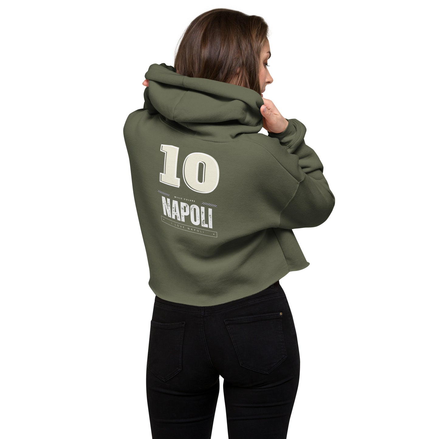 Crop-Hoodie - Schwarz, Militärgrün, Grau